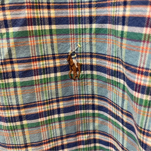 Men’s Ralph Lauren Plaid Button Down Flesh Pony Oxford Cloth XL Multicolor - Picture 2 of 4